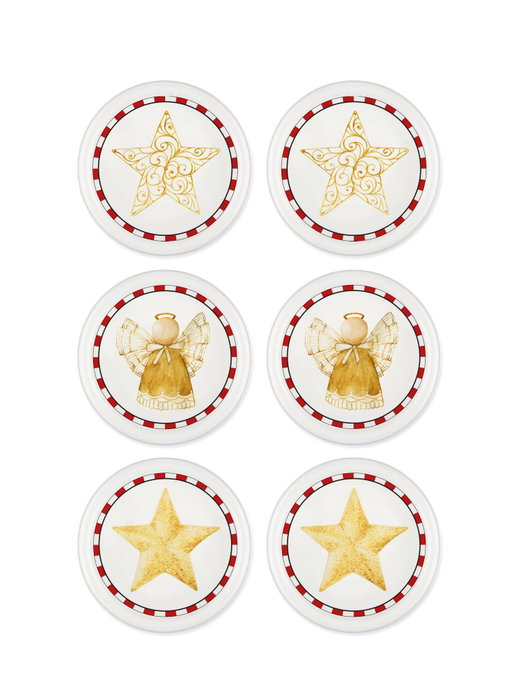 Hermia Juego de 6 Cuencos para Aperitivos NEW037 en Blanco, Rojo y Dorado Hermia Juego de 6 Cuencos para Aperitivos NEW037 en Blanco, Rojo y Dorado